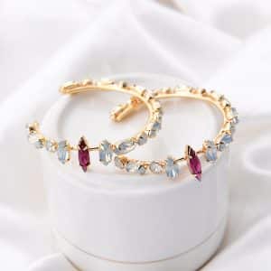 Double C Earrings Diamond Earrings Feminine Temperament Net Red European And American Exaggerated Large Circle Earrings