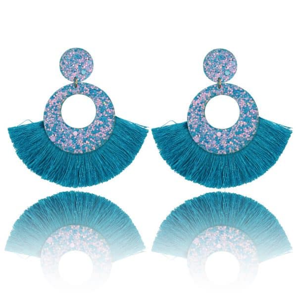 Bosnian Style Cotton Tassel Drop Earrings