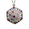 Hexagonal Design Color Zircon Pendant Necklace