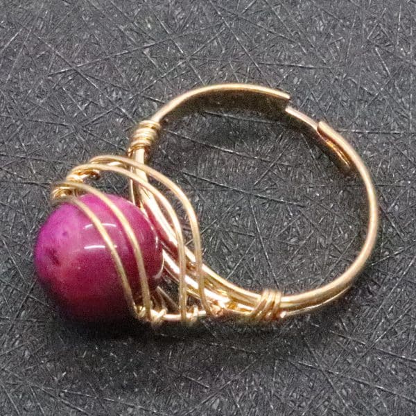 Natural Stone Bead Speckled Stone Ring