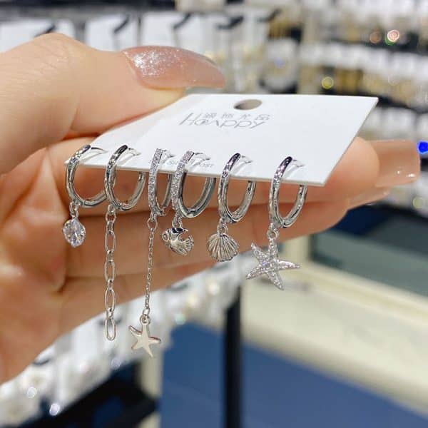 Exquisite Versatile Starfish Set Combination Earrings