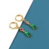 Brass Emerald Earrings Same Drop