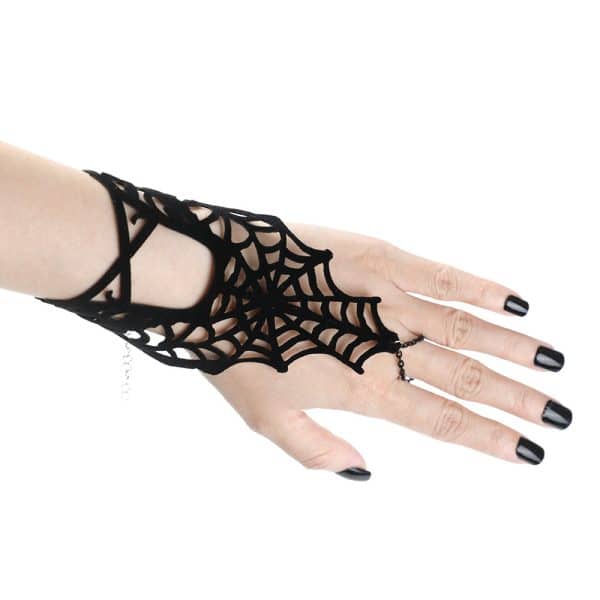 Dark Style Hollow Spider Web Finger Chain