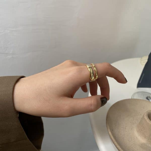 Silver Plated Ring Fashion Dual Layer Open-end Index Finger Ring