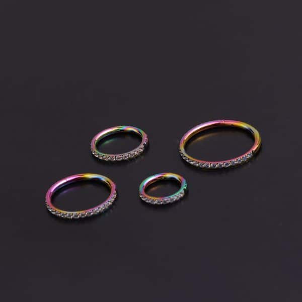 Pure Stainless Steel Split Ring Round Set Zircon Earrings
