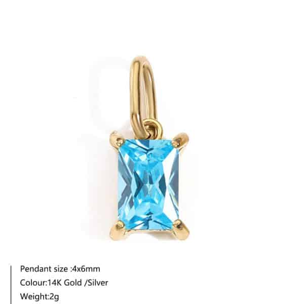 Twelve Birthstone Pendant Rectangular Zircon Accessories Pendant