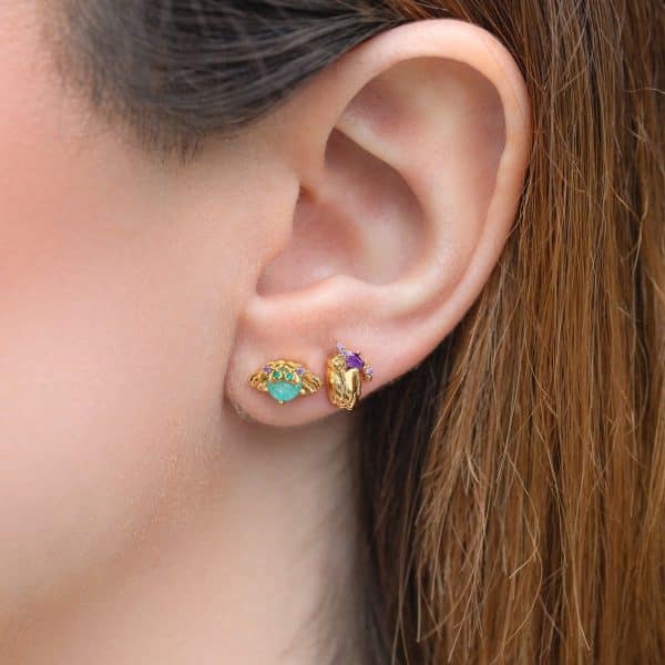 Color Zircon Cartoon Earrings Four-piece Set Trendy Earrings Suit