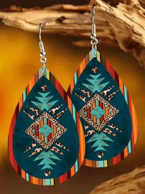 Vintage Western Water Drop Leopard Earrings