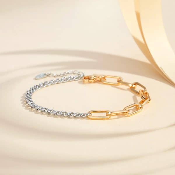 Women's Gold-plated Exquisite Minority All-match Simple Gold And Silver Stitching Bracelet