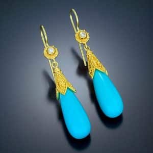 Drop-shaped gemstone earrings