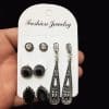 New Bohemian Black Diamond Long Vintage Zircon 4 Pair Stud Earrings Set Combination