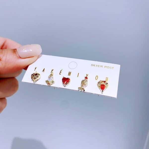 Zircon Earrings 5-piece Set