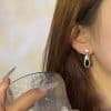 Black And White Water Drop Oval Geometric Earrings