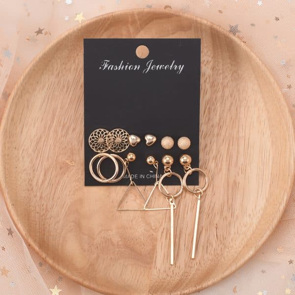 Love Frosted Geometric Tassel Earring Set