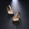 Micro-set zircon peach heart ear clip earrings