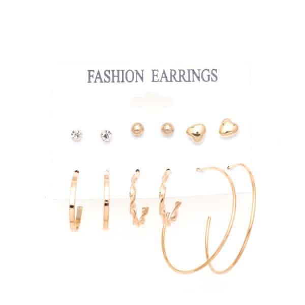 Metal Exaggerated Big Circle Earrings Set