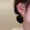 Women's Niche Design Rhinestone Shell Circle Earrings