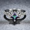 Colorful stone square diamond ring