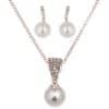 Bride Rhinestone Pearl Earrings Necklace Set Banquet Dress Jewelry