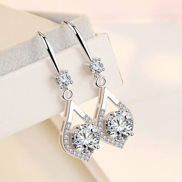 S925 Sterling Silver Water Drop Earrings Mid-length