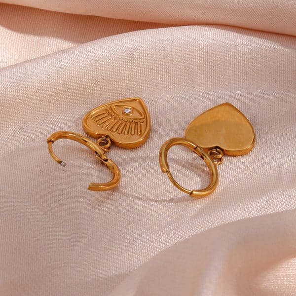 Women's Stainless Steel Heart Devil's Eye Drop Earrings