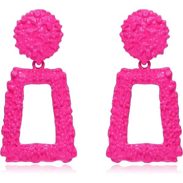 Set Rose Red Geometric All-match Earrings For Women