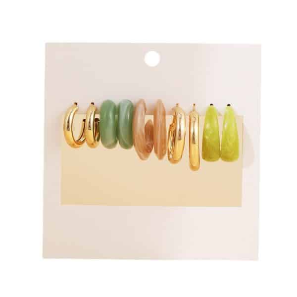 5 Pairs Of Acetate Earrings Set Creative And Simple