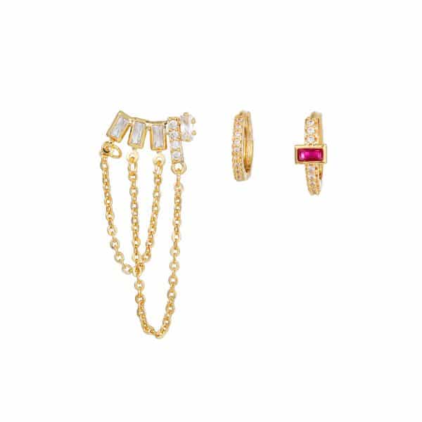 Simple And Fashionable Zircon Tassel Earrings Set