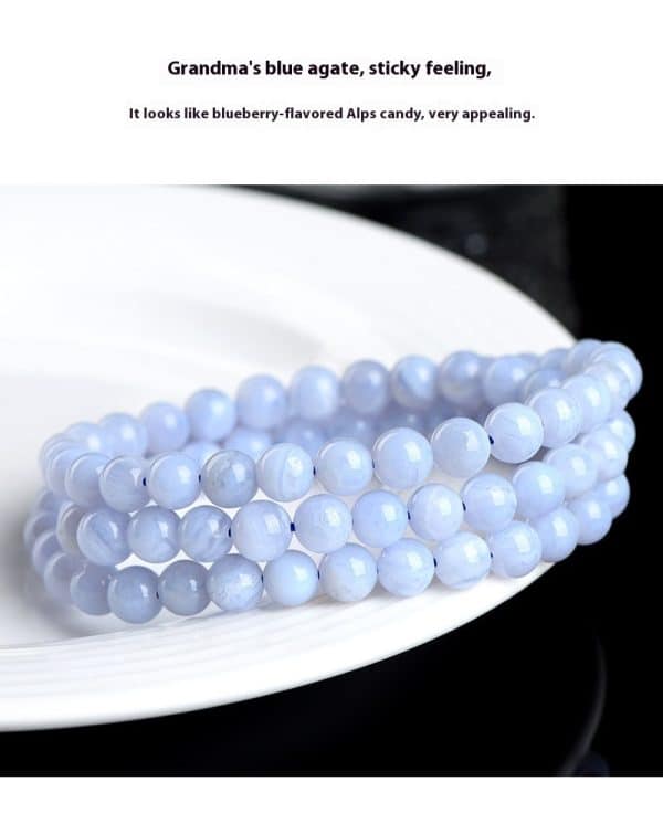 Crystal Natural Blue Pattern Agate Ball Blue Striped Agate Scattered Beads Bracelet