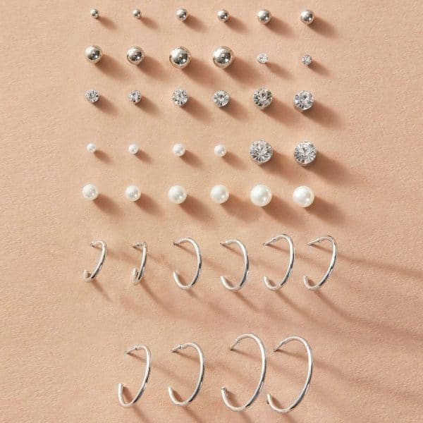 Pearl zircon earrings set