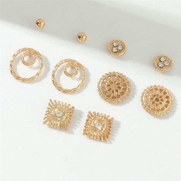Fashion Personality Geometric Earrings 5 Pairs Set