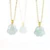 Emerald Light Green Cat's Paw Pendant Cute 18K Gold Buckle Jade Pendant Women's