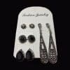 New Bohemian Black Diamond Long Vintage Zircon 4 Pair Stud Earrings Set Combination