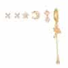925 Silver Needle Flower Suit Combination Micro Zircon-encrusted Stud Earrings Six-piece Set Ornament