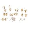 Zircon earrings set with 9 pairs of earrings set with crystal heart triangle diamond set