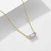 925 Sterling Silver Twelve Birthstone Square Clavicle Chain Women's Simple