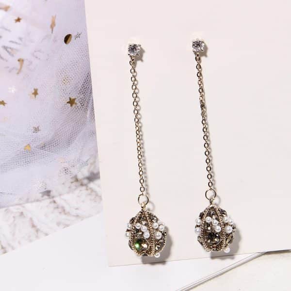 Women's water drop silver earrings