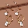 Creative and fashionable four-piece set of special-shaped Imitation Pearl earrings