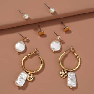 Creative and fashionable four-piece set of special-shaped Imitation Pearl earrings