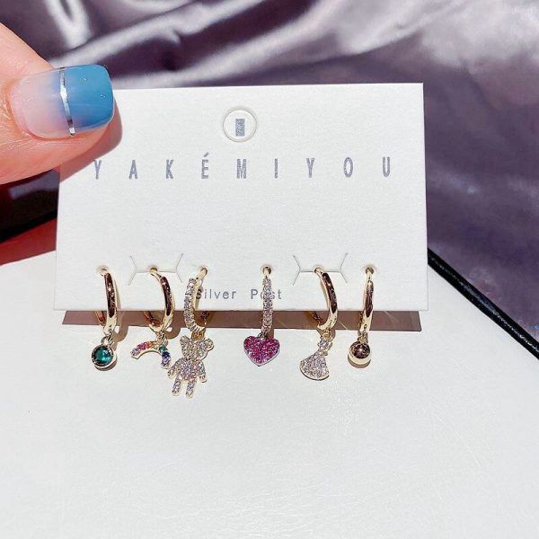 High-end Korean cute girl bear earring set