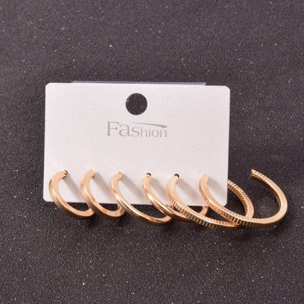 Alloy Metal Hoop Square Earrings Set