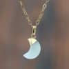 Natural Stone Moon Shaped Pendant Necklace Stone Necklace
