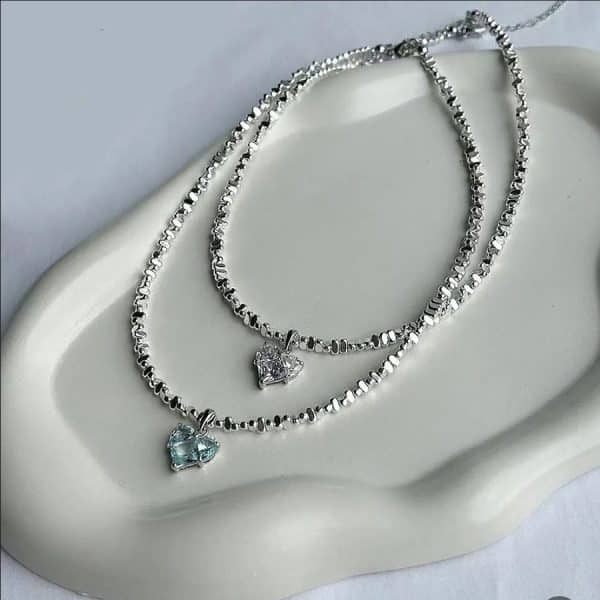Super Copper Inlaid Zircon Love Pendant Necklace Summer Irregular