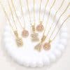 26 Letter Pendant Necklace Copper Inlaid Zirconium Plated Real Gold
