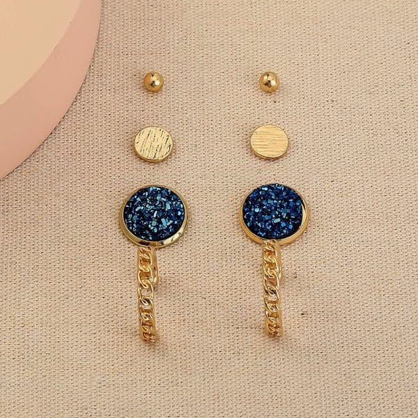 Crystal Cluster Round Everyday Combination Set Earrings