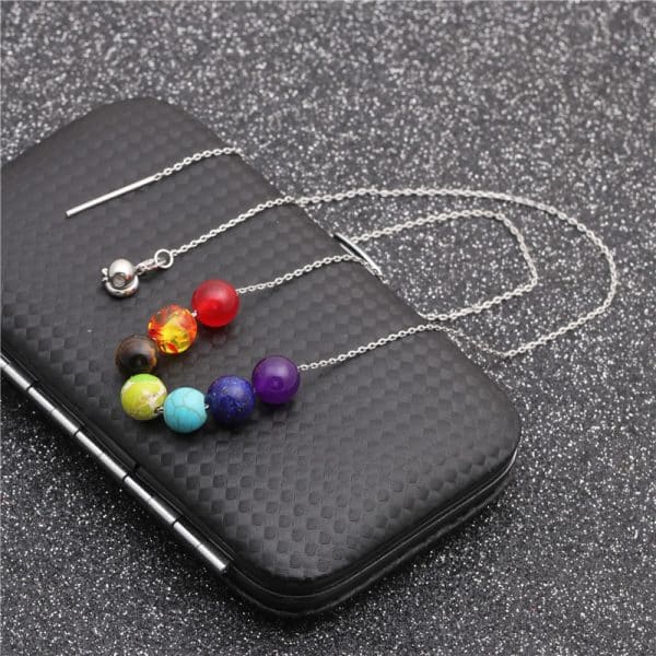 8mm Beaded Stone Pendant Necklace