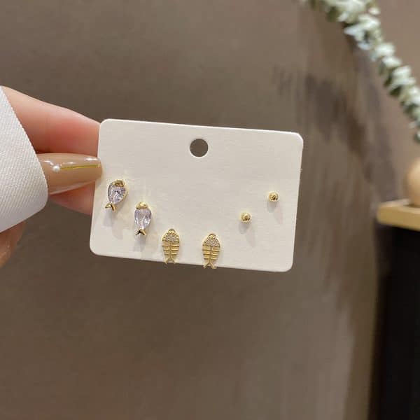 Women's Fashion Simple Silver Pin Earrings Set