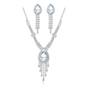 Water Drop Tassel Rhinestone Claw Chain Jewelry Set