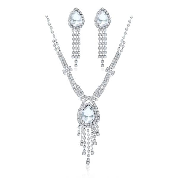 Water Drop Tassel Rhinestone Claw Chain Jewelry Set