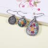 Alloy drop oil inlaid rice bead earrings